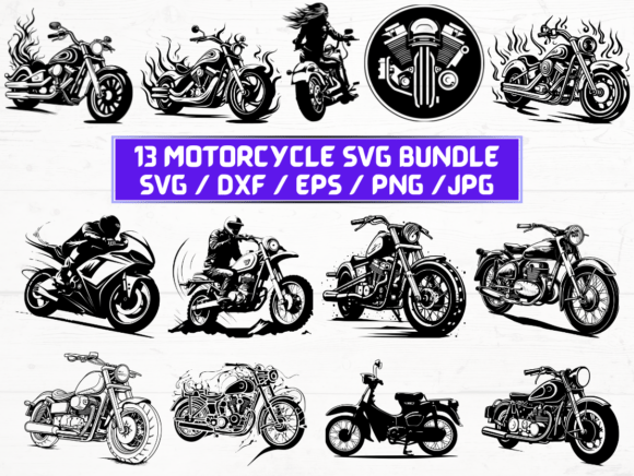 Motorcycle SVG, DXF, EPS, JPG, and PNG Files: A Versatile Digital Asset for Designers and Creators